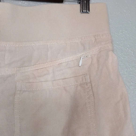 Athleta Women's 100% Linen Peach White Shorts - Picture 7 of 14